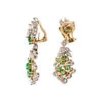 DIAMOND AND EMERALD CONVERTIBLE EARCLIPS