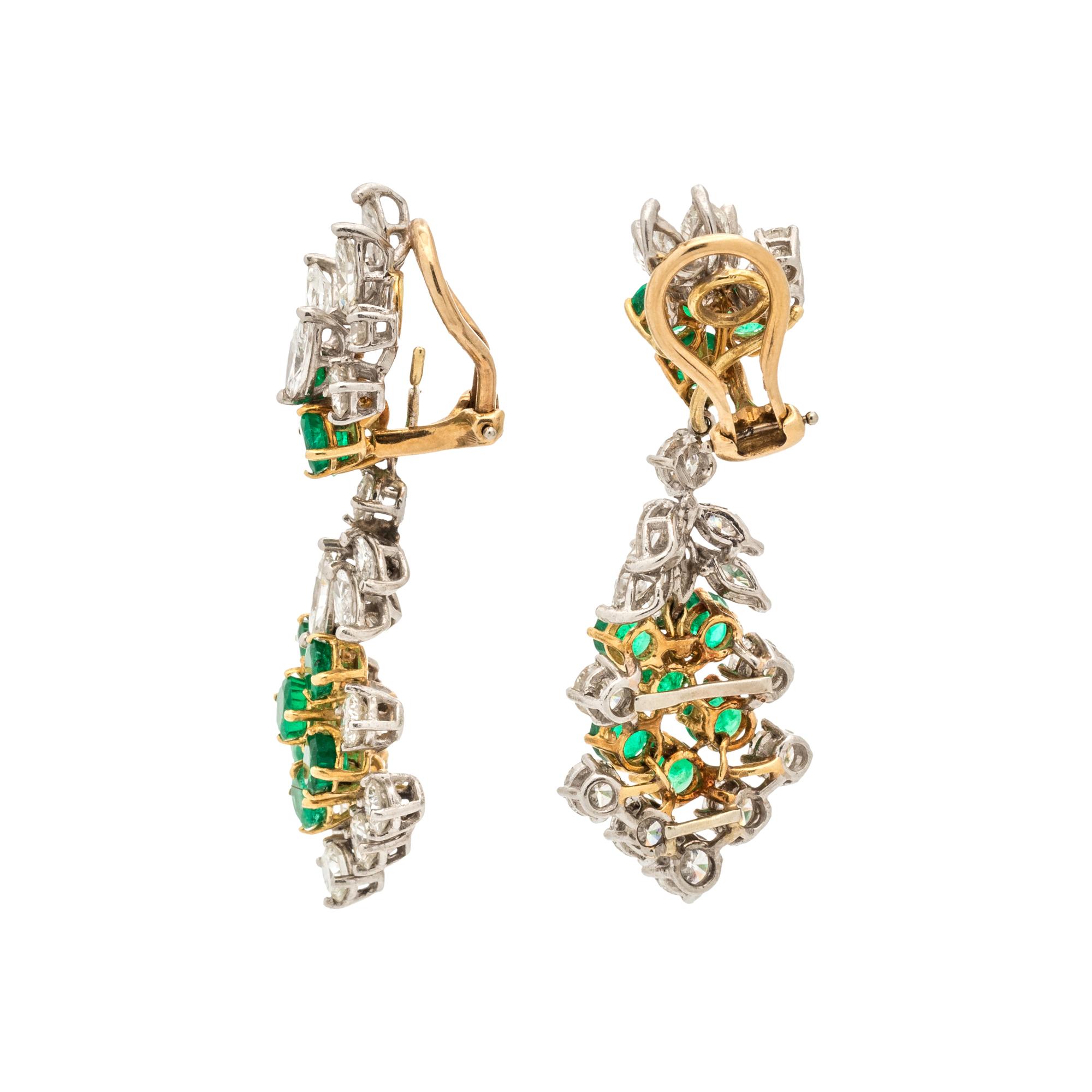 DIAMOND AND EMERALD CONVERTIBLE EARCLIPS