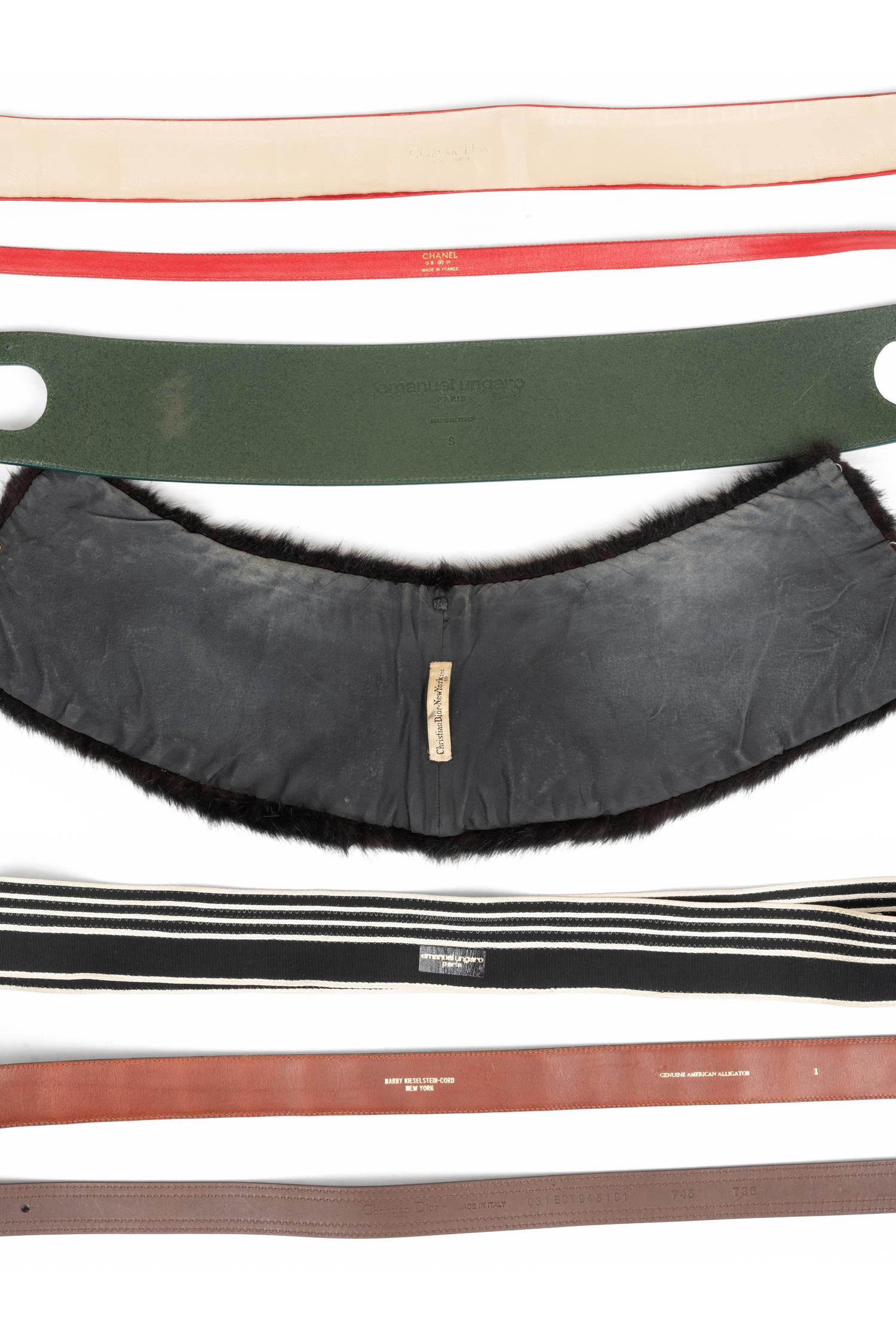 Seven Designer Belts: Three Dior, Two Ungaro, One Chanel, and One Keiselstein-Cord, 1960-2000s