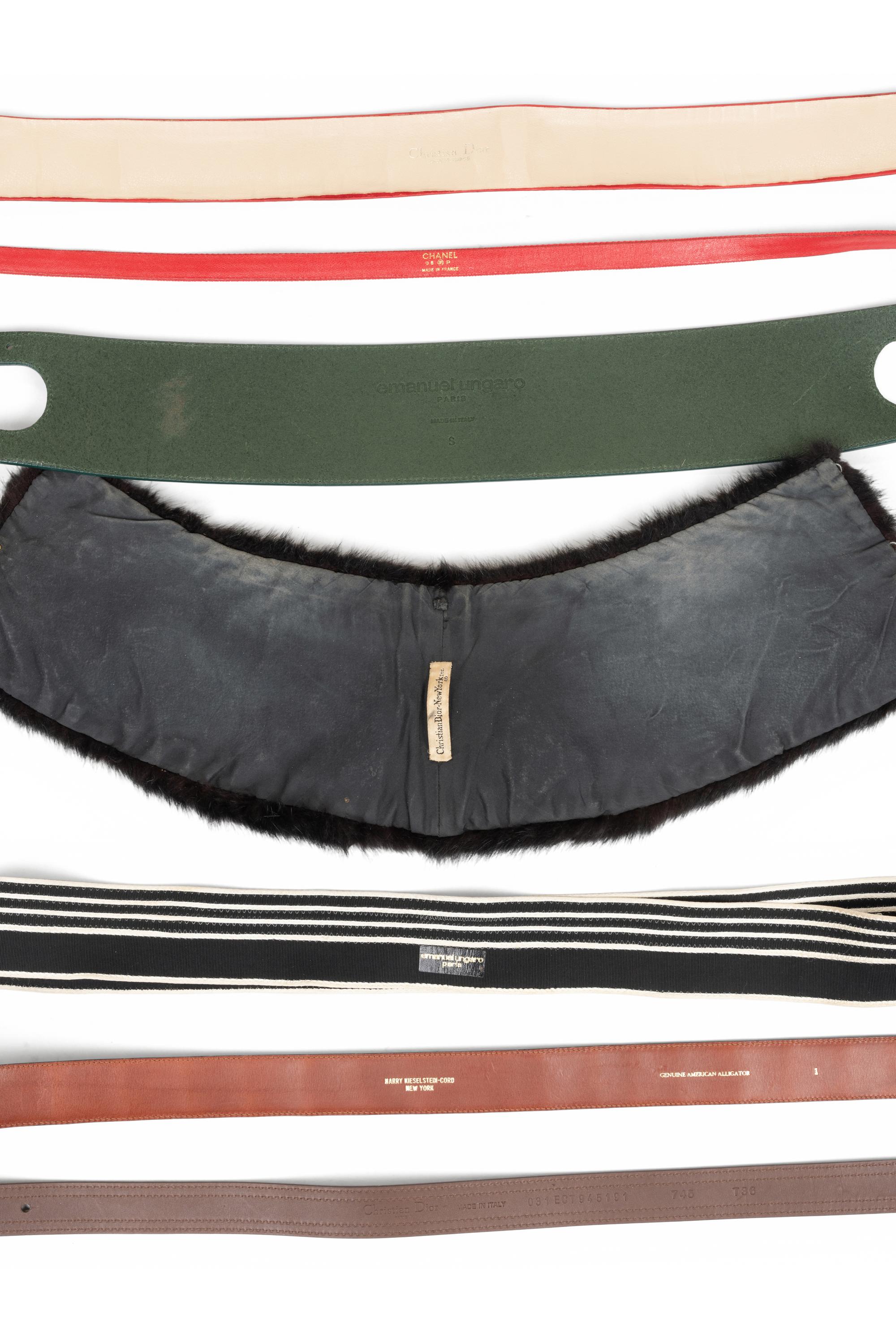Seven Designer Belts: Three Dior, Two Ungaro, One Chanel, and One Keiselstein-Cord, 1960-2000s