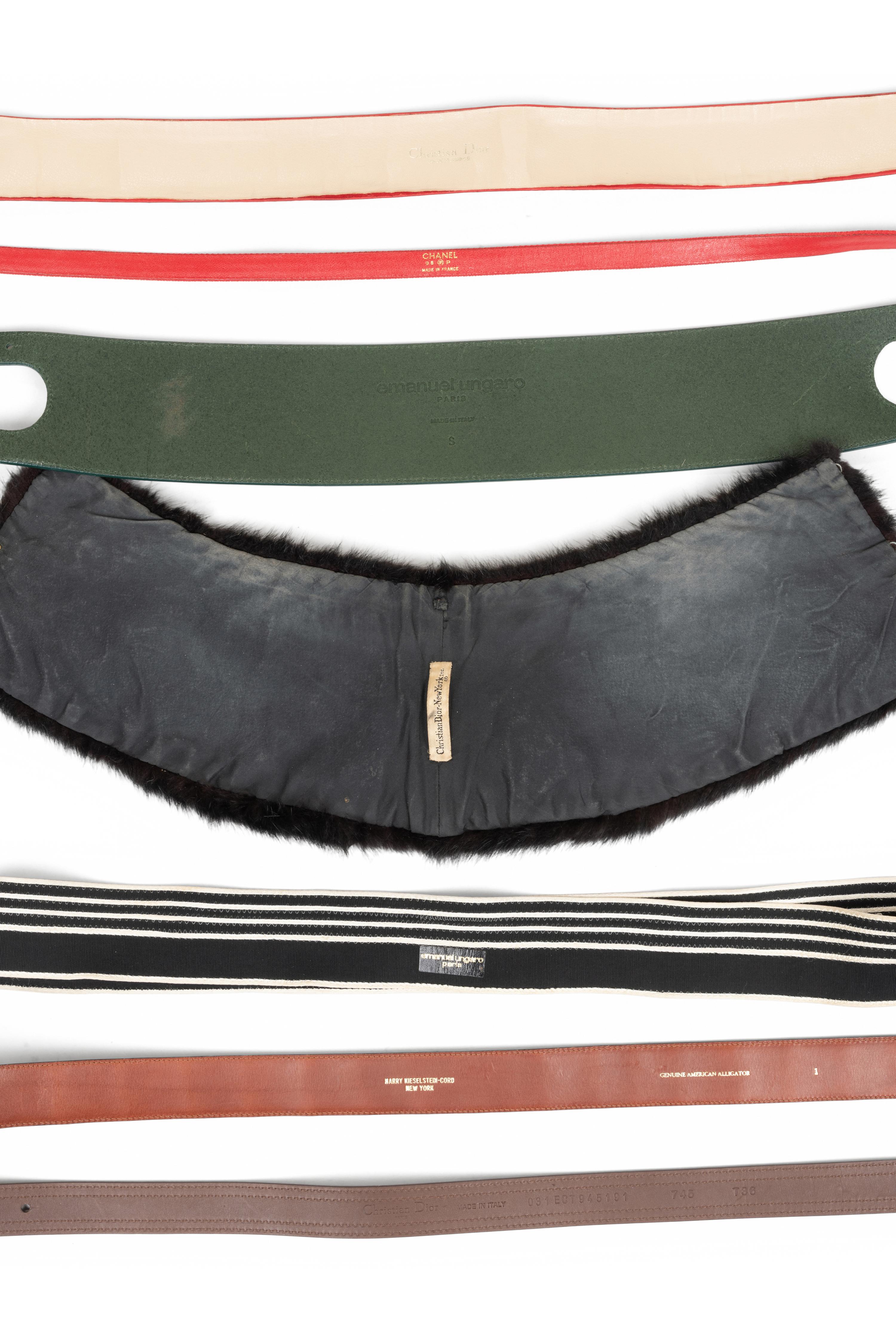 Seven Designer Belts: Three Dior, Two Ungaro, One Chanel, and One Keiselstein-Cord, 1960-2000s