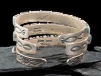 Southwestern-style Slender Sterling Silver and Turquoise Cuff Bracelets