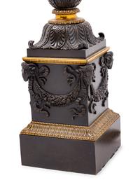 A Charles X Gilt and Patinated Bronze Oil Lamp Converted to Electricity