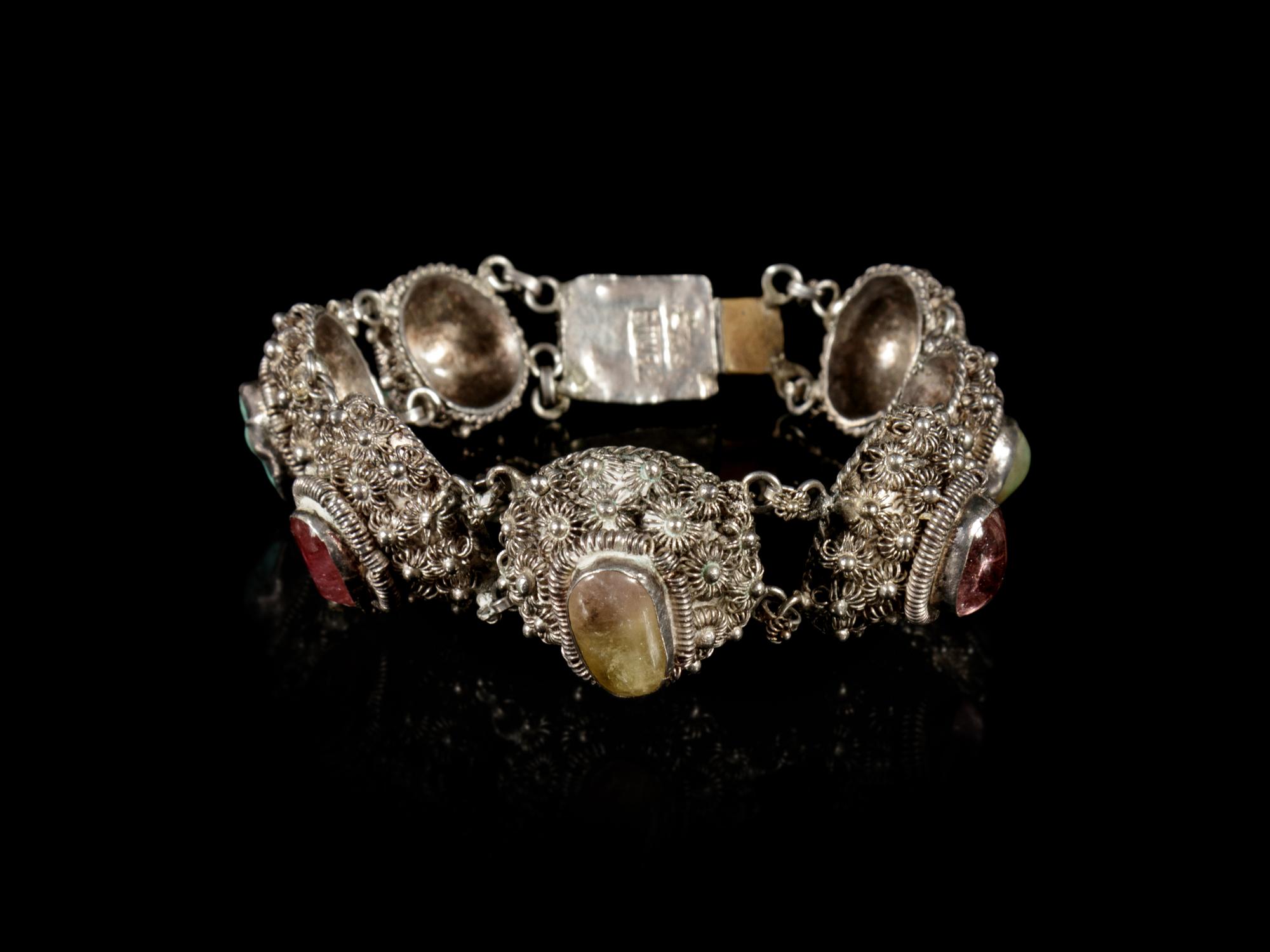 Three Chinese Jadeite and Hardstone Inset Jewelry