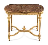 A Louis XVI Style Painted Marble-Top Center Table
