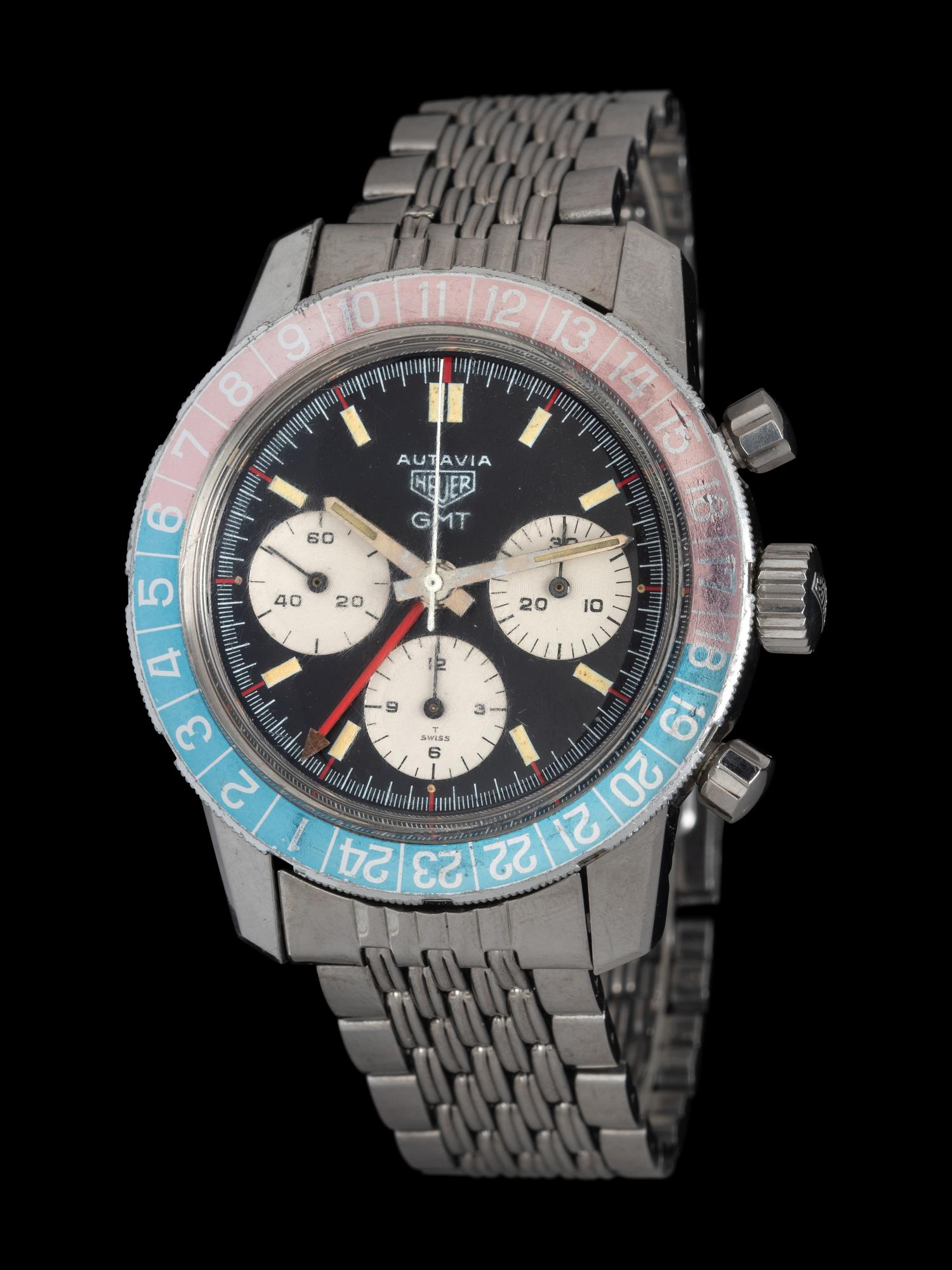 HEUER, STAINLESS STEEL 'AUTAVIA' GMT CHRONOGRAPH WATCH