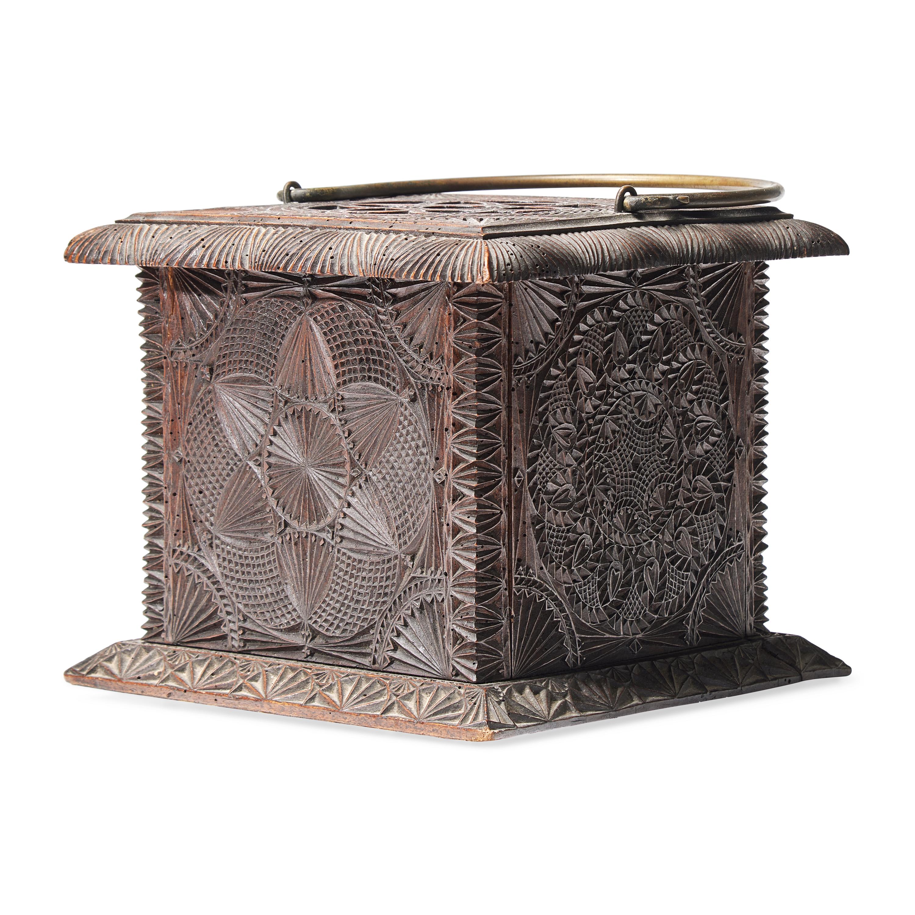 A Fine Dutch Chip-Carved Foot Warmer