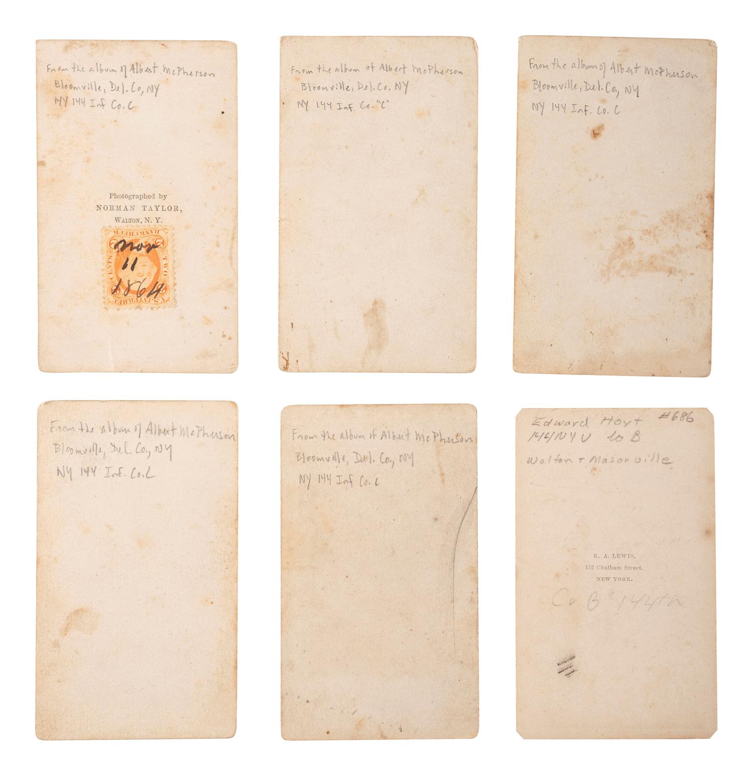 [CIVIL WAR]. A group of 27 CDVs of Union soldiers, many identified subjects from the 144th New York Infantry.