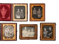 [EARLY PHOTOGRAPHY]. 5 endearing daguerreotype portraits of siblings.