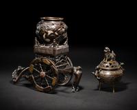 Two Japanese Bronze Incense Vessels