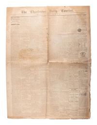 [CIVIL WAR]. Two complete large format issues of the Charleston Daily Courier featuring front-page Confederate reports of the inaugurations of Abraham Lincoln and Jefferson Davis.