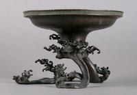 A Japanese Bronze Ikibana, Height 6 inches, diameter 8 1/8 inches.