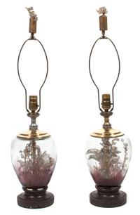 A Pair of Glass Table Lamps Height 28 1/2 inches. — MID 20TH CENTURY