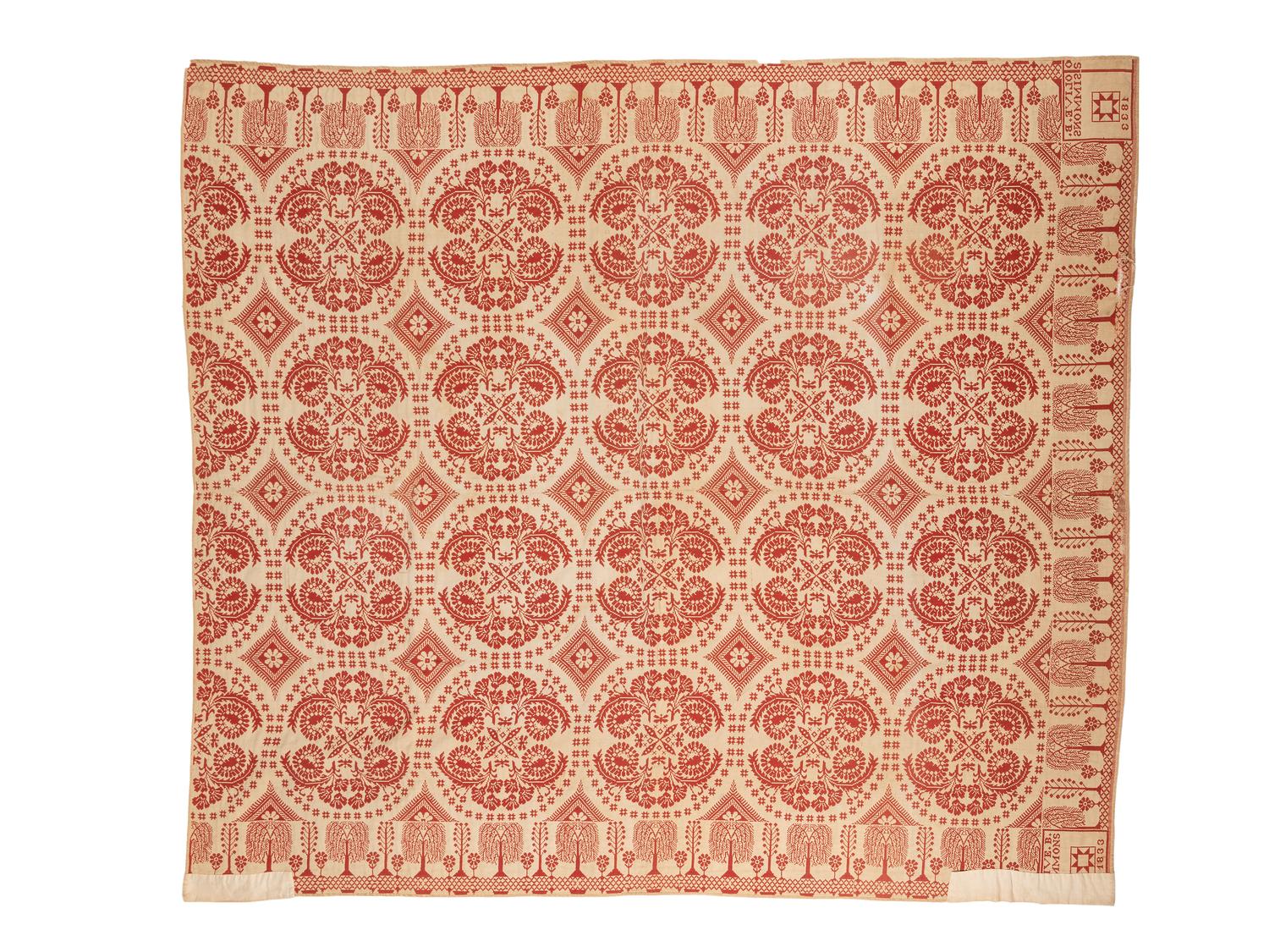 Two Jacquard Woven Coverlets