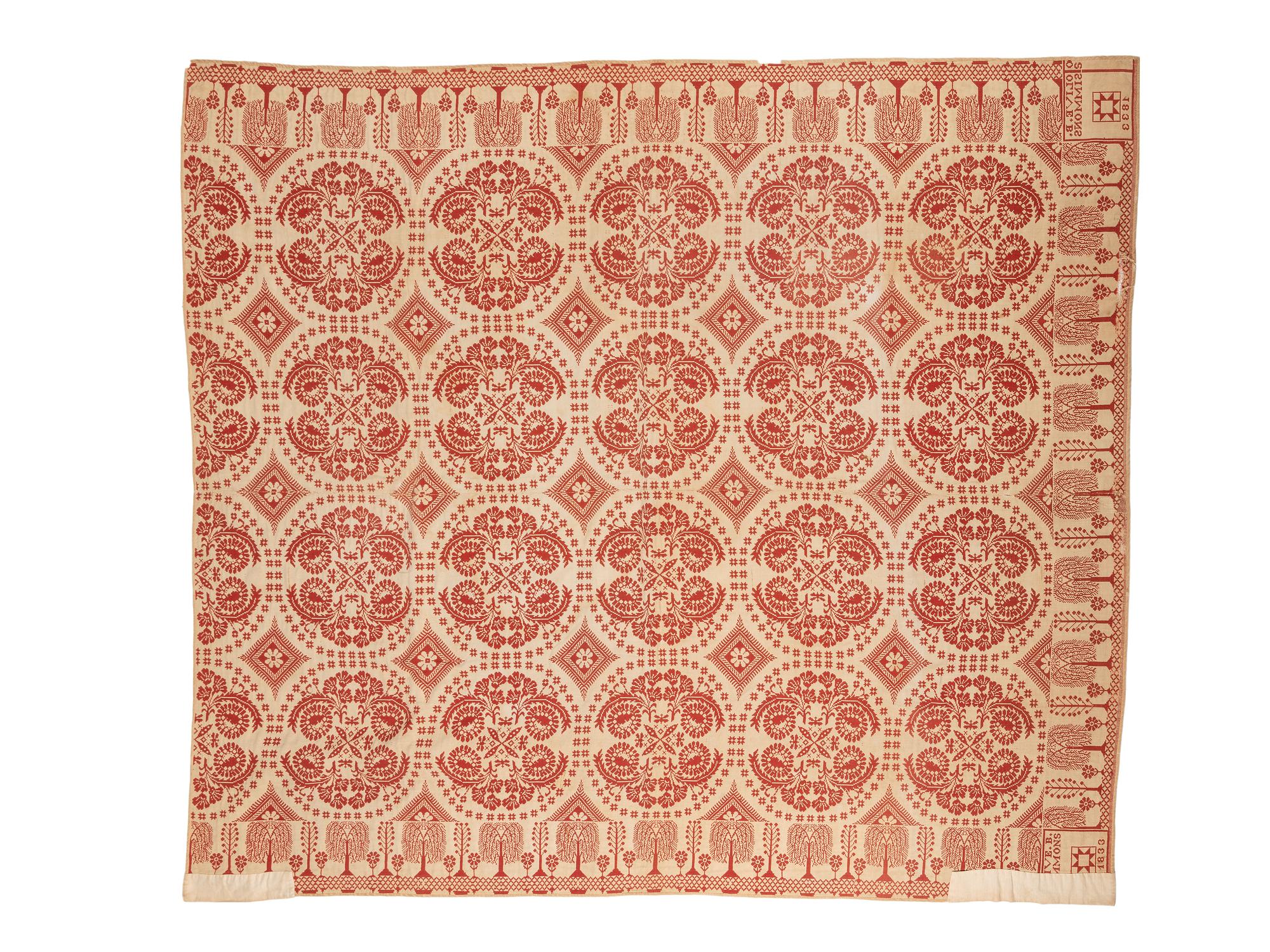 Two Jacquard Woven Coverlets