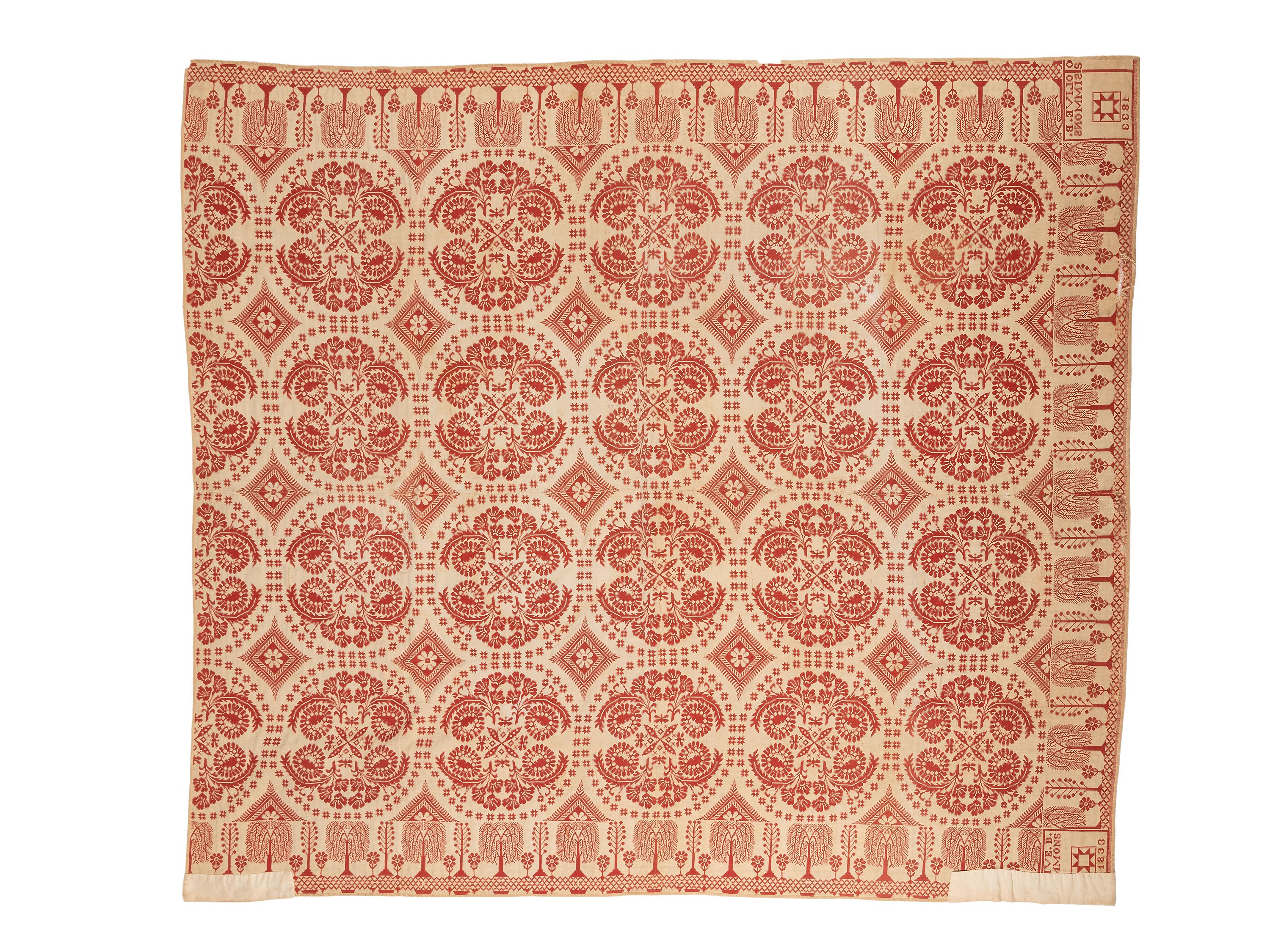 Two Jacquard Woven Coverlets