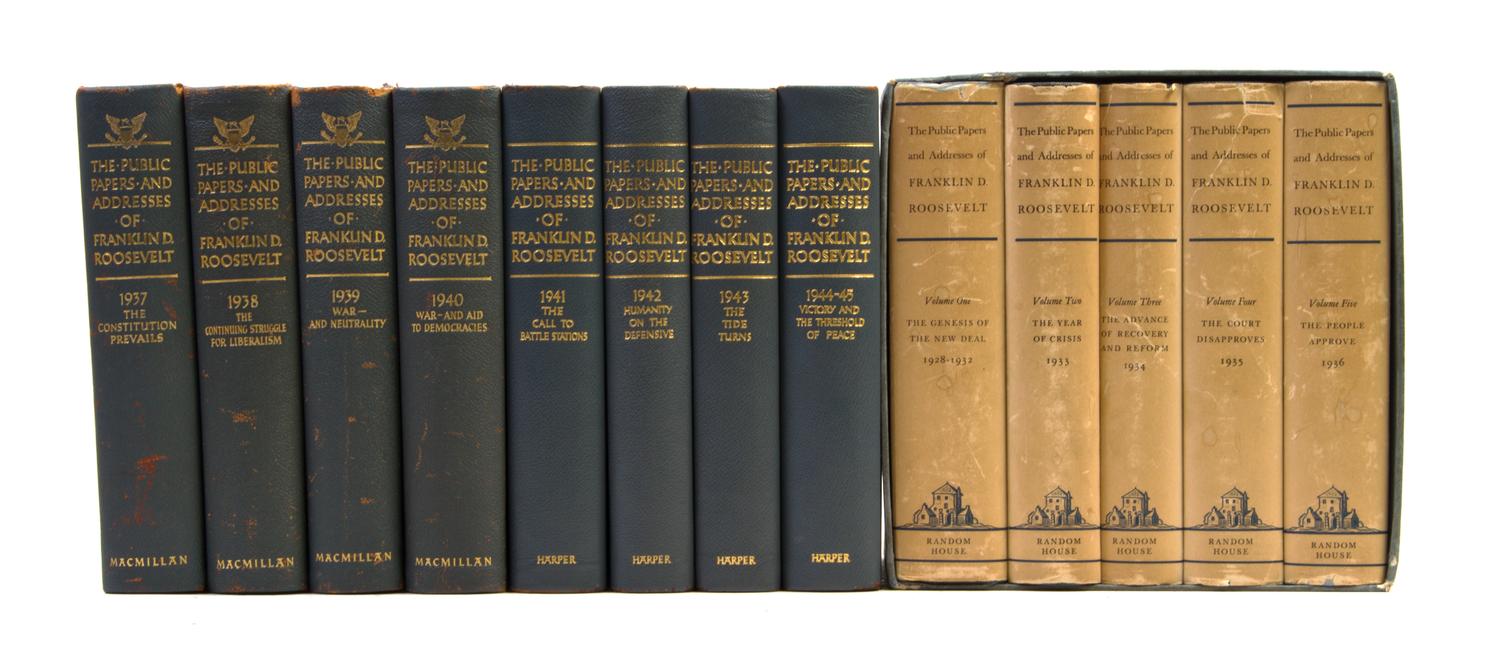 ROOSEVELT, FRANKLIN. The Public Papers and Addresses, 1928-45. New York, various. 13 vols. Complete set.