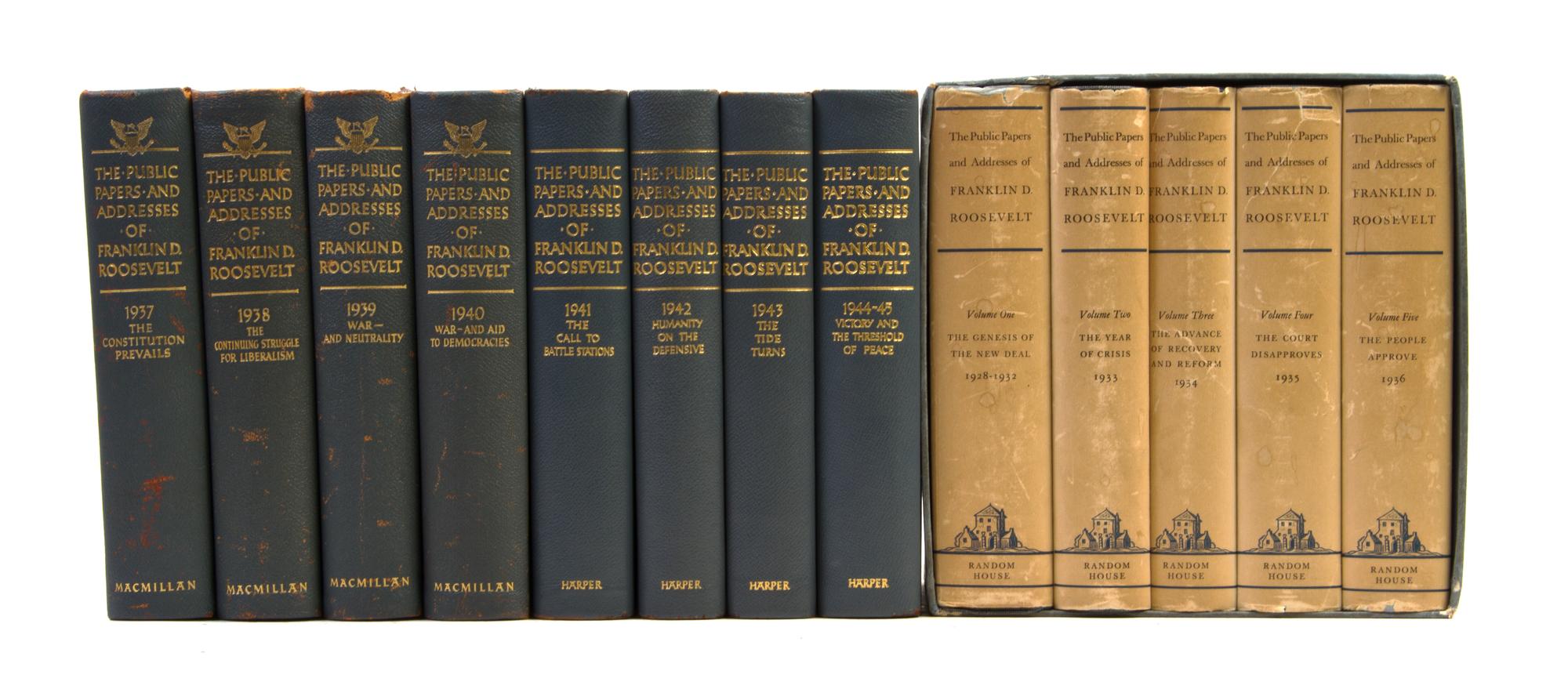 ROOSEVELT, FRANKLIN. The Public Papers and Addresses, 1928-45. New York, various. 13 vols. Complete set.