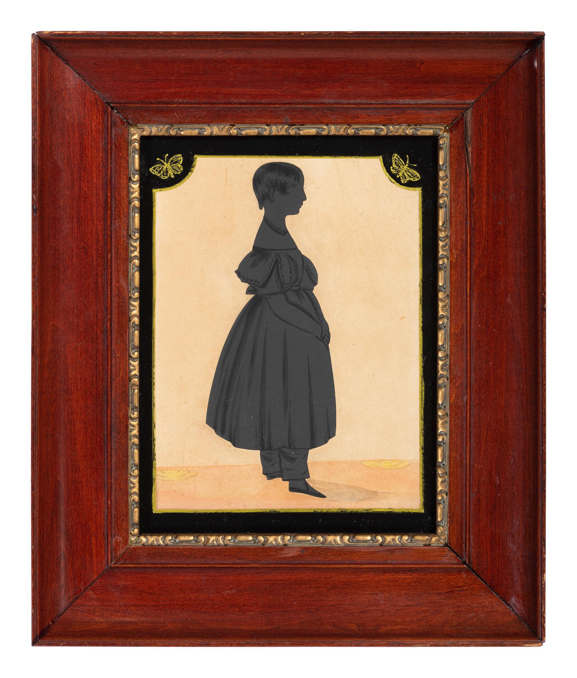 A Gouache Full Length Silhouette of a Girl