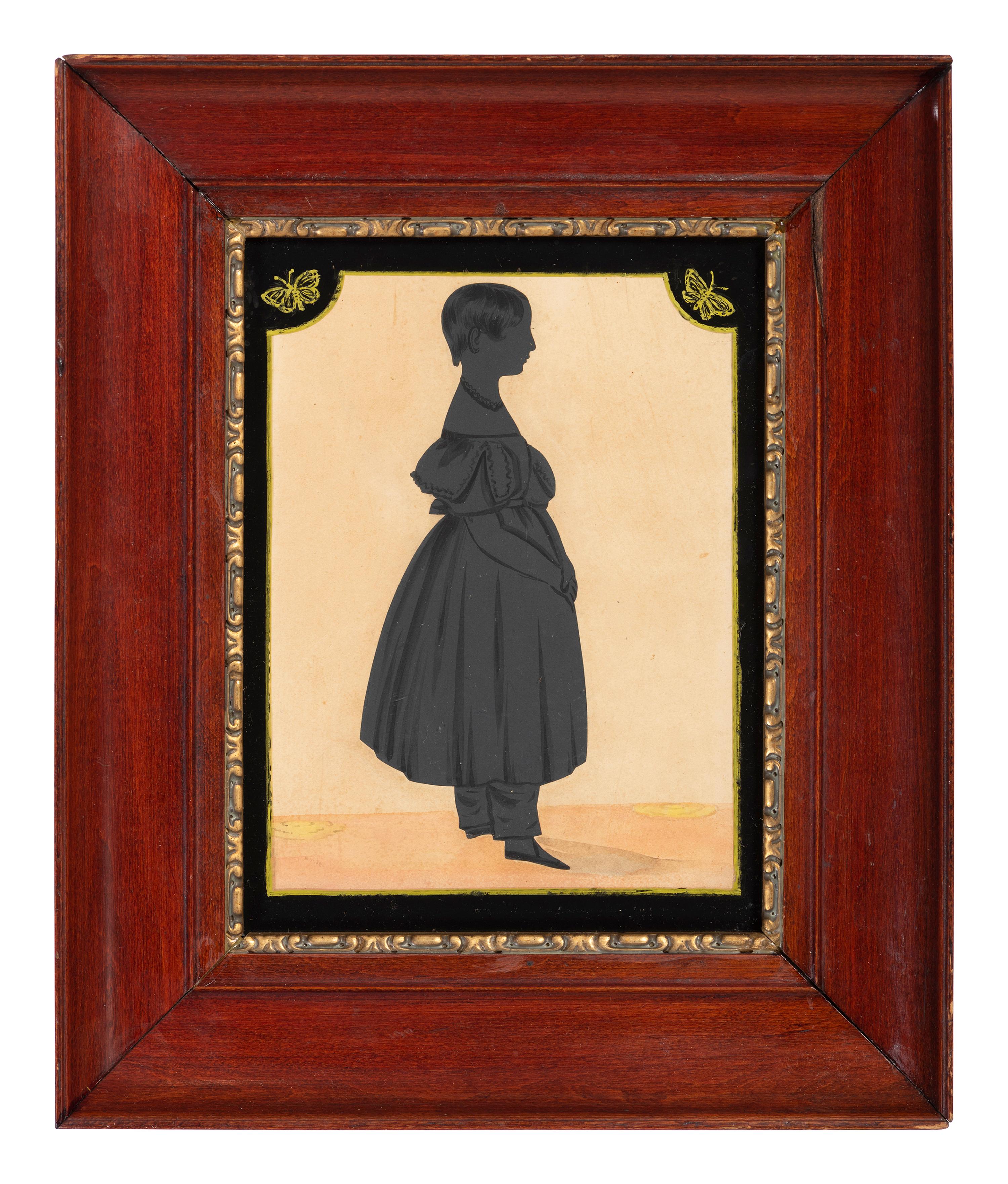A Gouache Full Length Silhouette of a Girl