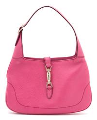 A Gucci Bright Pink Leather Jackie Handbag, 13" x 8" x 1.25"; Strap drop: 7".