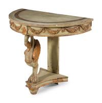 An Italian Painted and Parcel Gilt Console Table