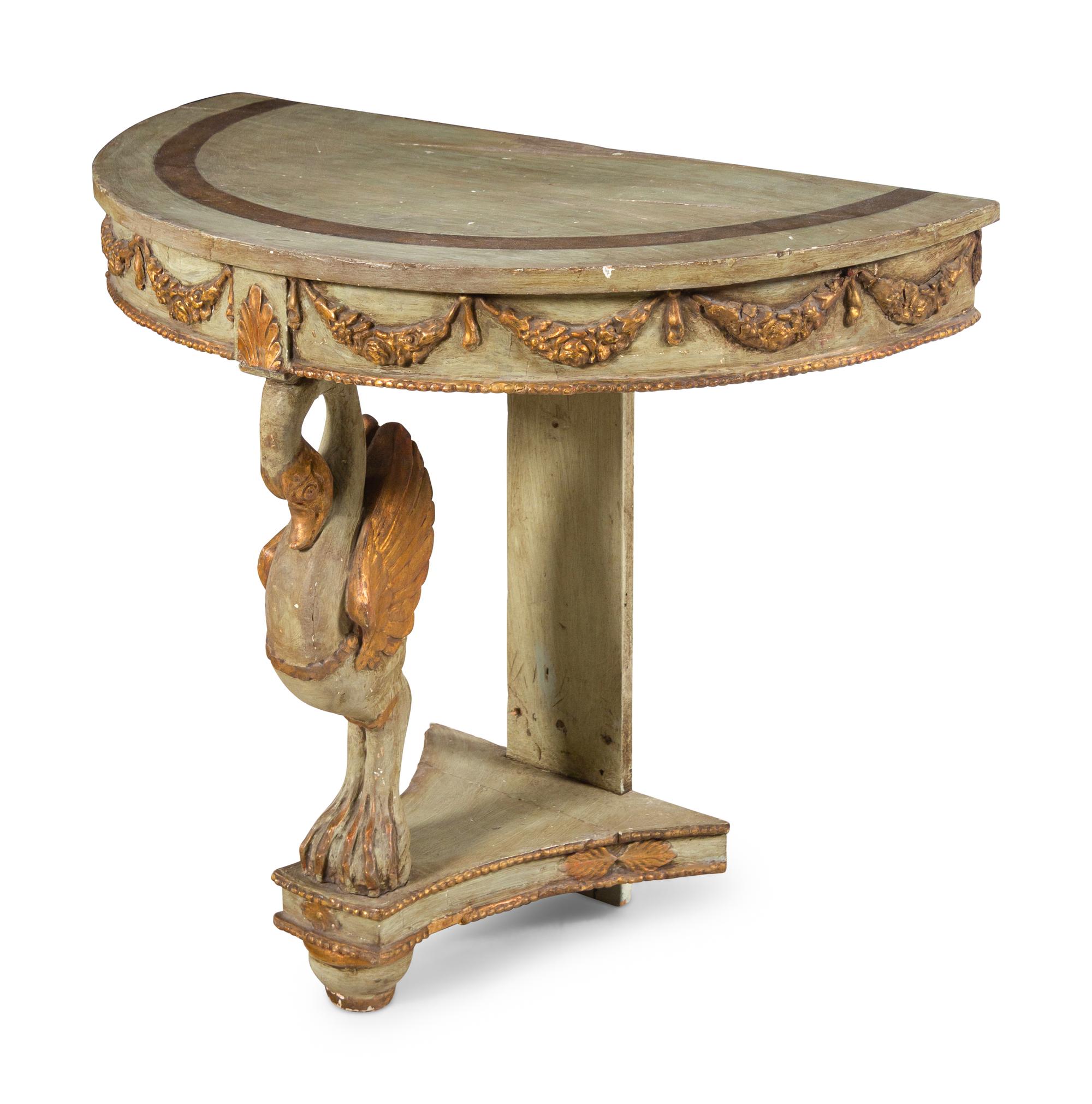 An Italian Painted and Parcel Gilt Console Table