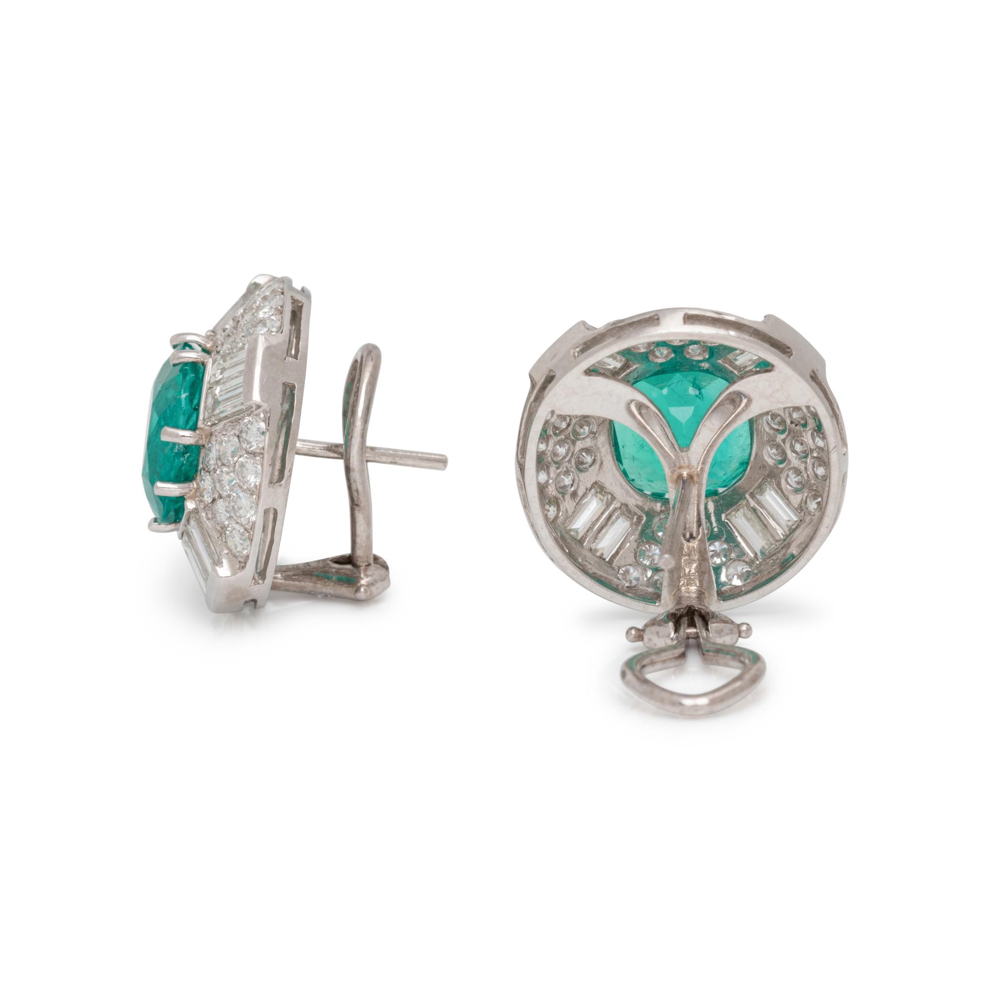 EMERALD AND DIAMOND EARCLIPS