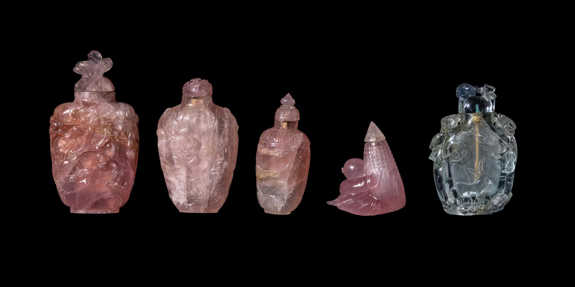 Five Chinese Precious Stone Snuff Bottles