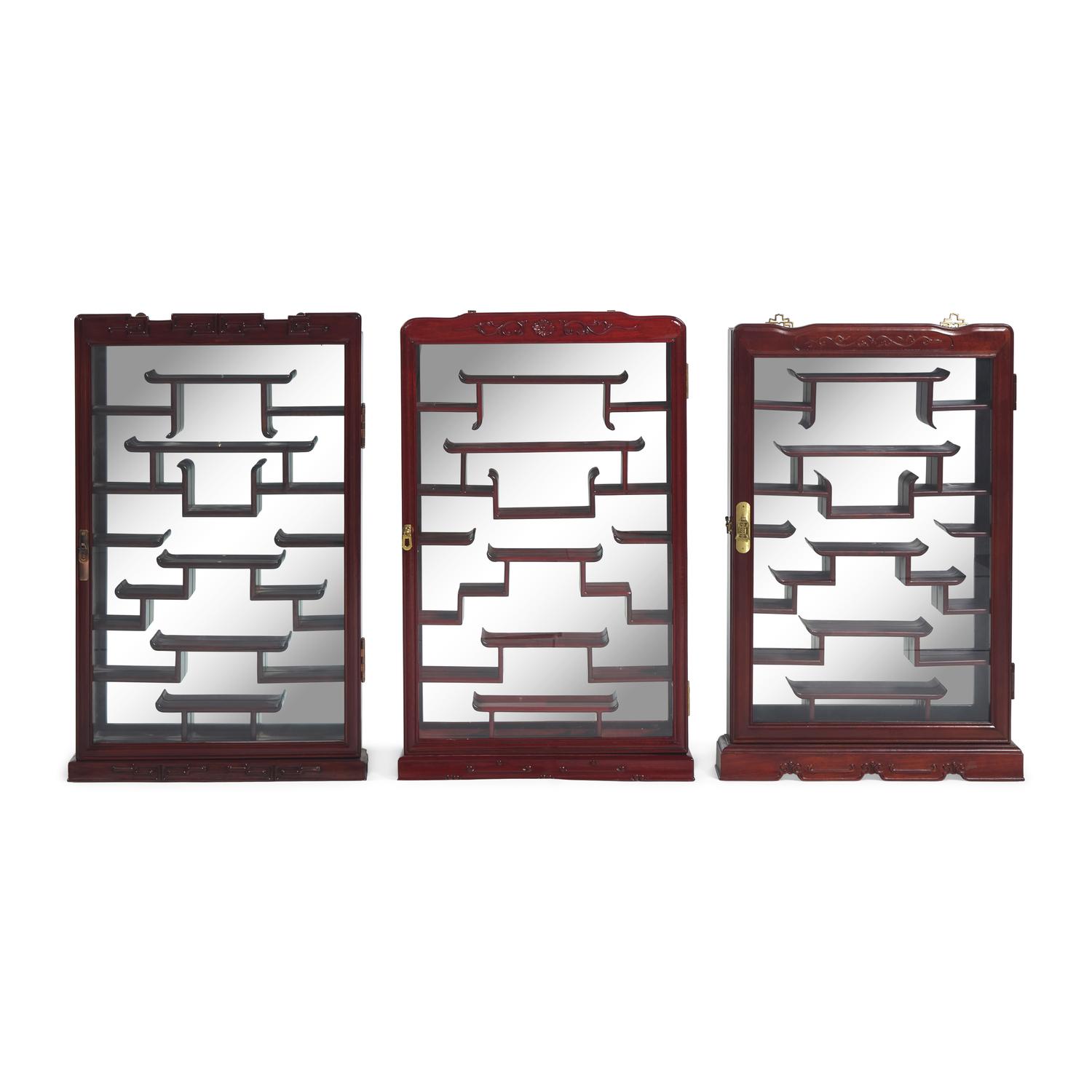 Three Chinese Hardwood Hanging Vitrines, 20th Century 近代 硬木多寶格式挂屏三件