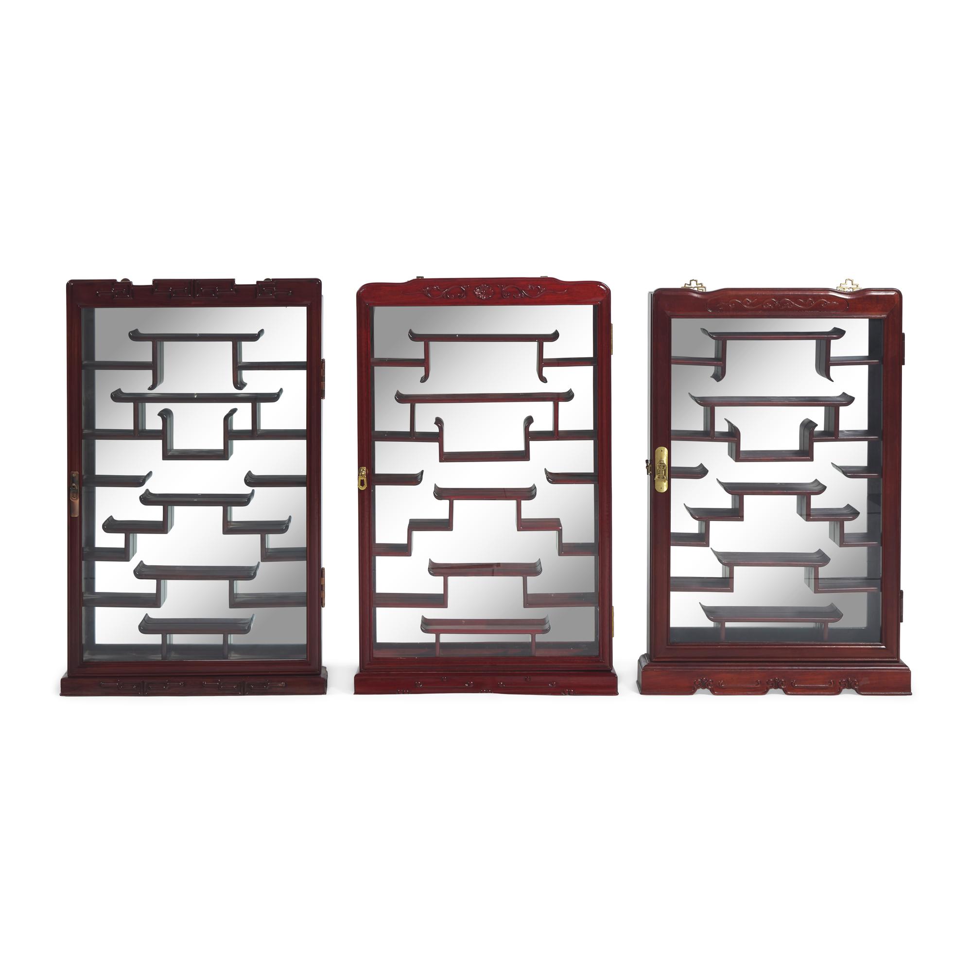 Three Chinese Hardwood Hanging Vitrines, 20th Century 近代 硬木多寶格式挂屏三件