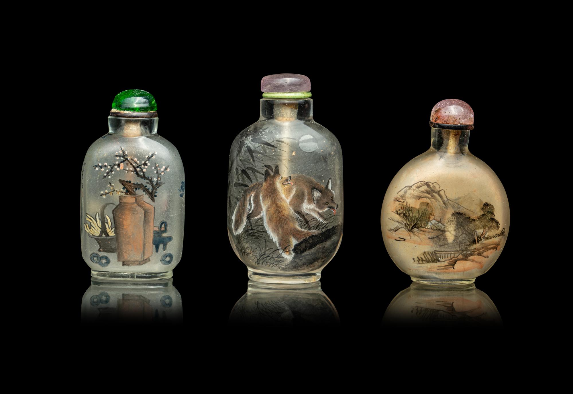 Three Chinese Inside Painted Glass Snuff Bottles
