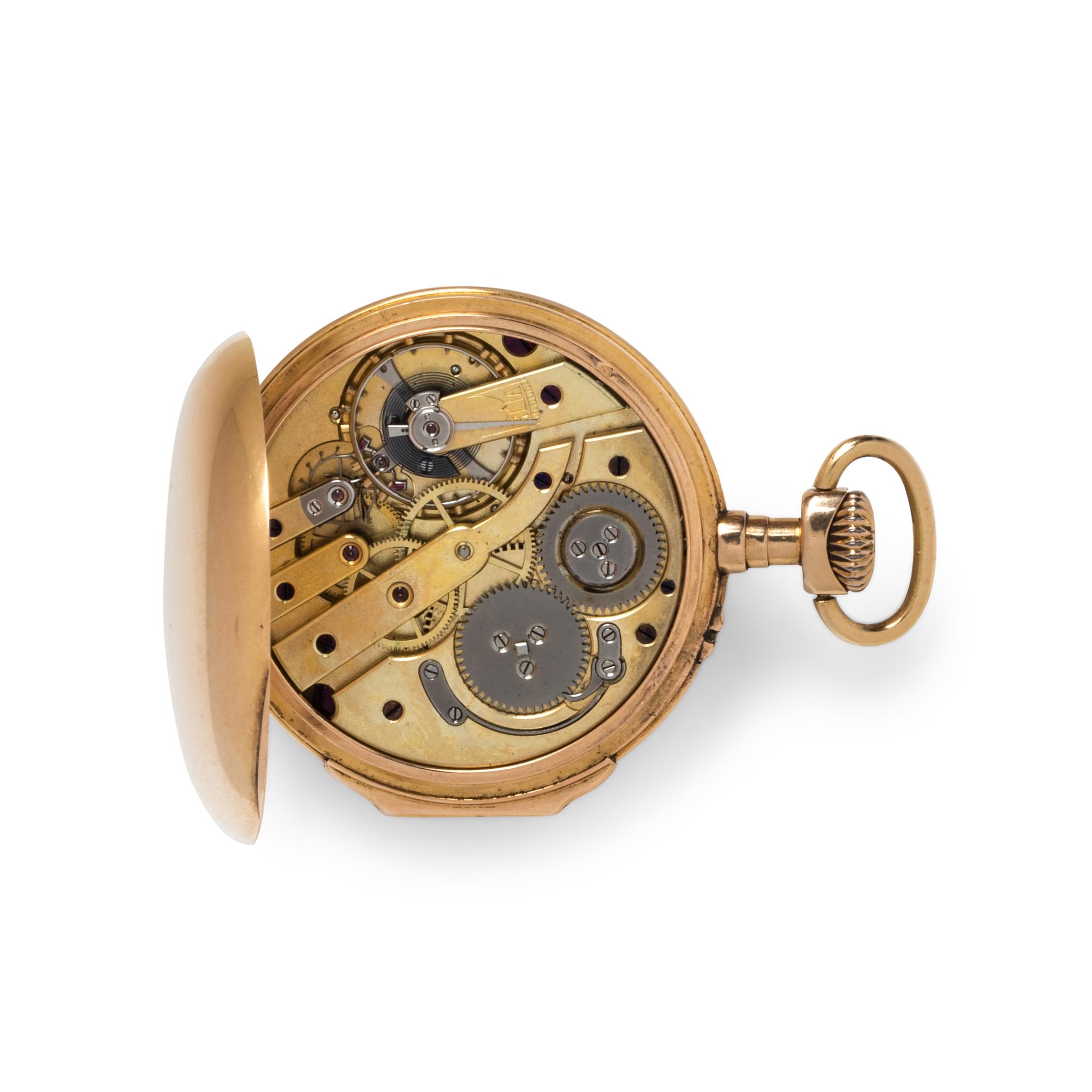 LEPINE, 18K YELLOW GOLD OPEN FACE POCKET WATCH