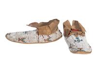 Cheyenne Beaded Hide Moccasins, with Thunderbirds