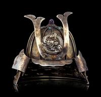 A Japanese Miniature Helmet-Form Salt Shaker