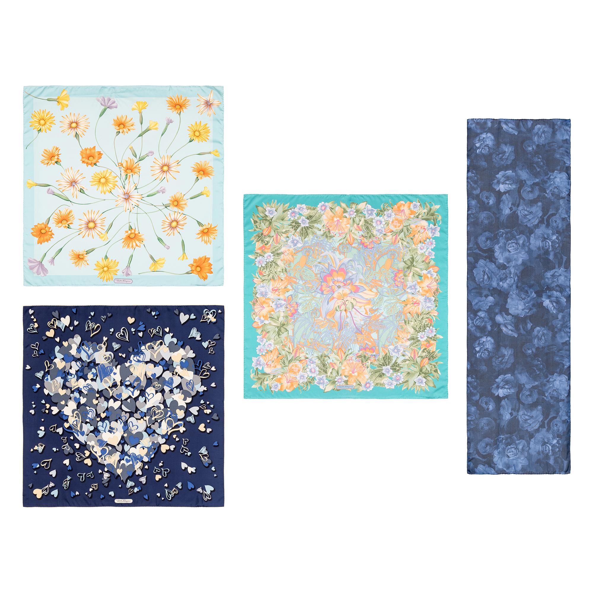 Ferragamo, Four Silk Scarves
