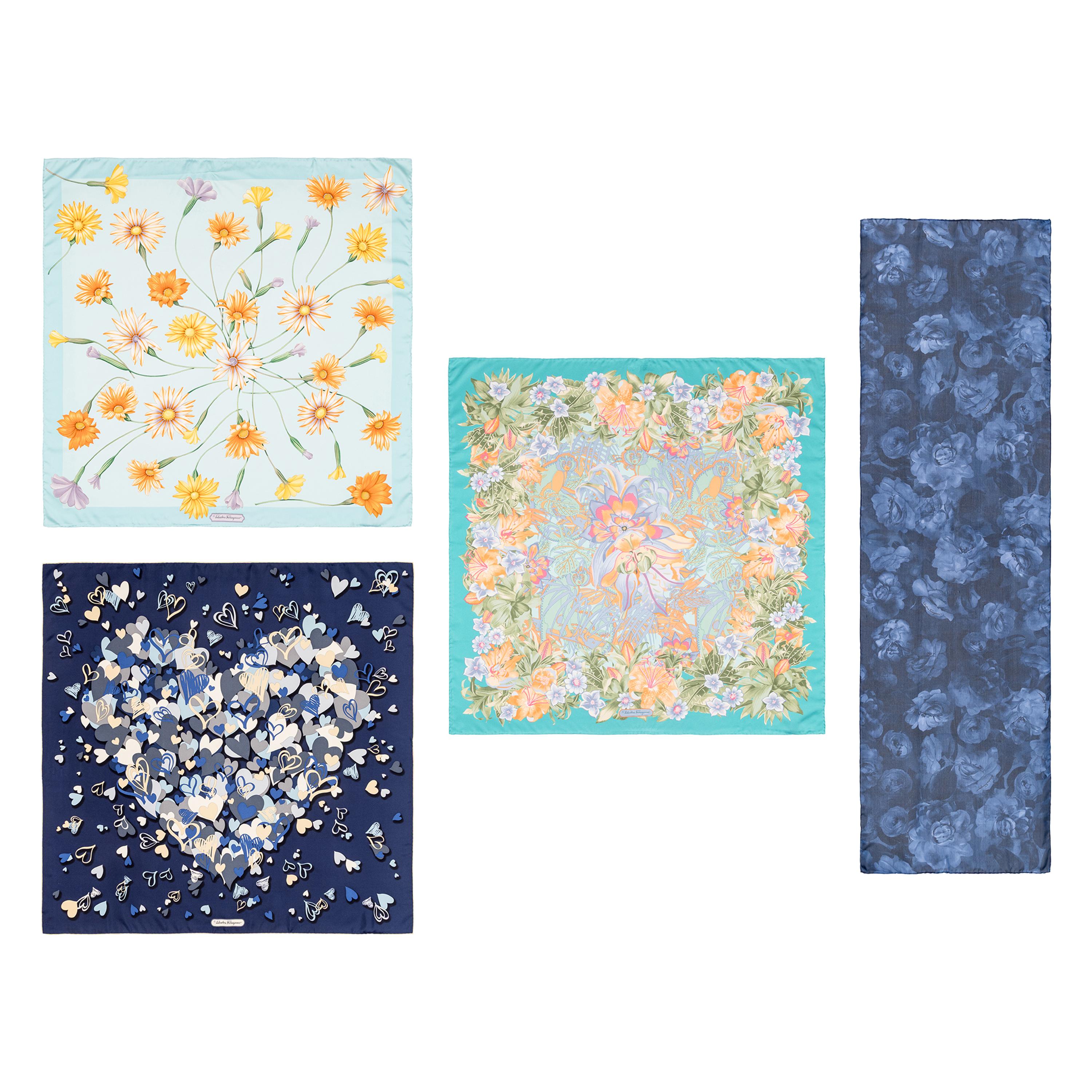 Ferragamo, Four Silk Scarves