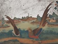 A Chinese Export Reverse Glass-Painted Mirror with Pheasant Decoration