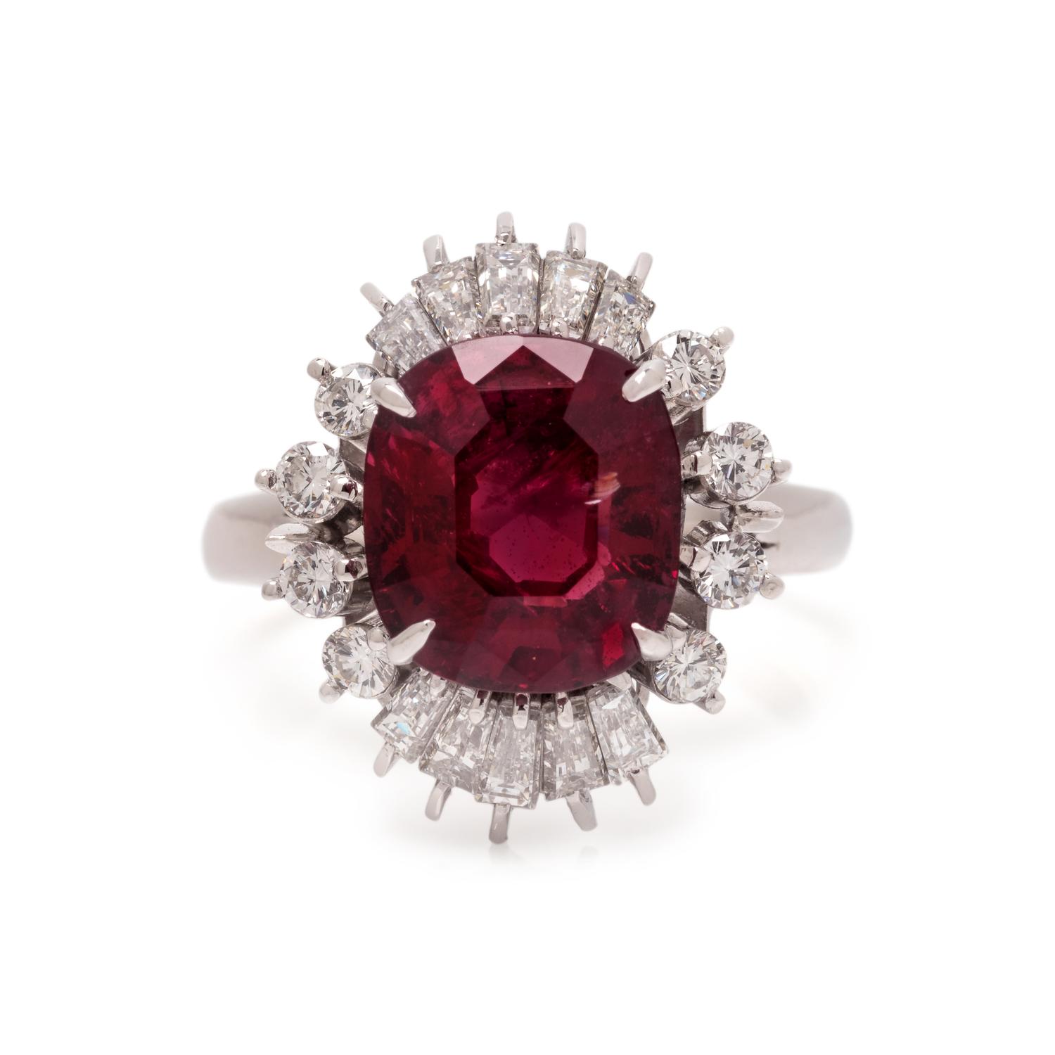 SPINEL AND DIAMOND RING