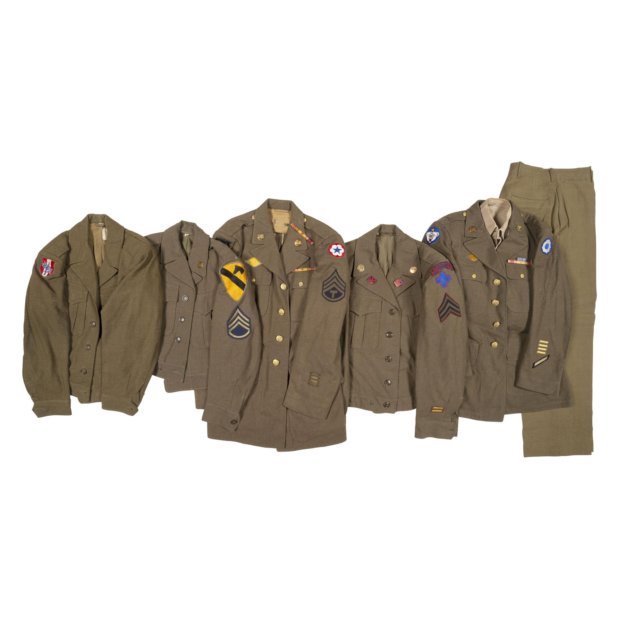 Group of 9 Enlisted Dress Jackets including 1st Cavalry Division