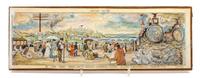 Hazel Goetsch, (American 1892-1984), Nine Works: Mural Studies for St. Louis Post Office, c. 1939