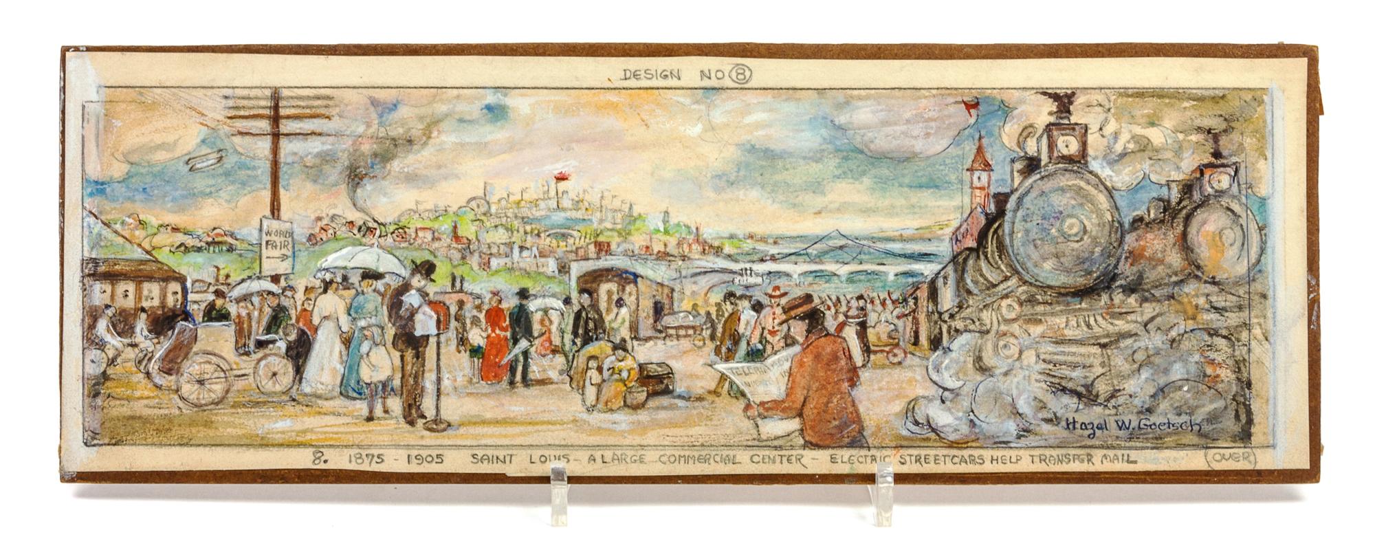 Hazel Goetsch, (American 1892-1984), Nine Works: Mural Studies for St. Louis Post Office, c. 1939
