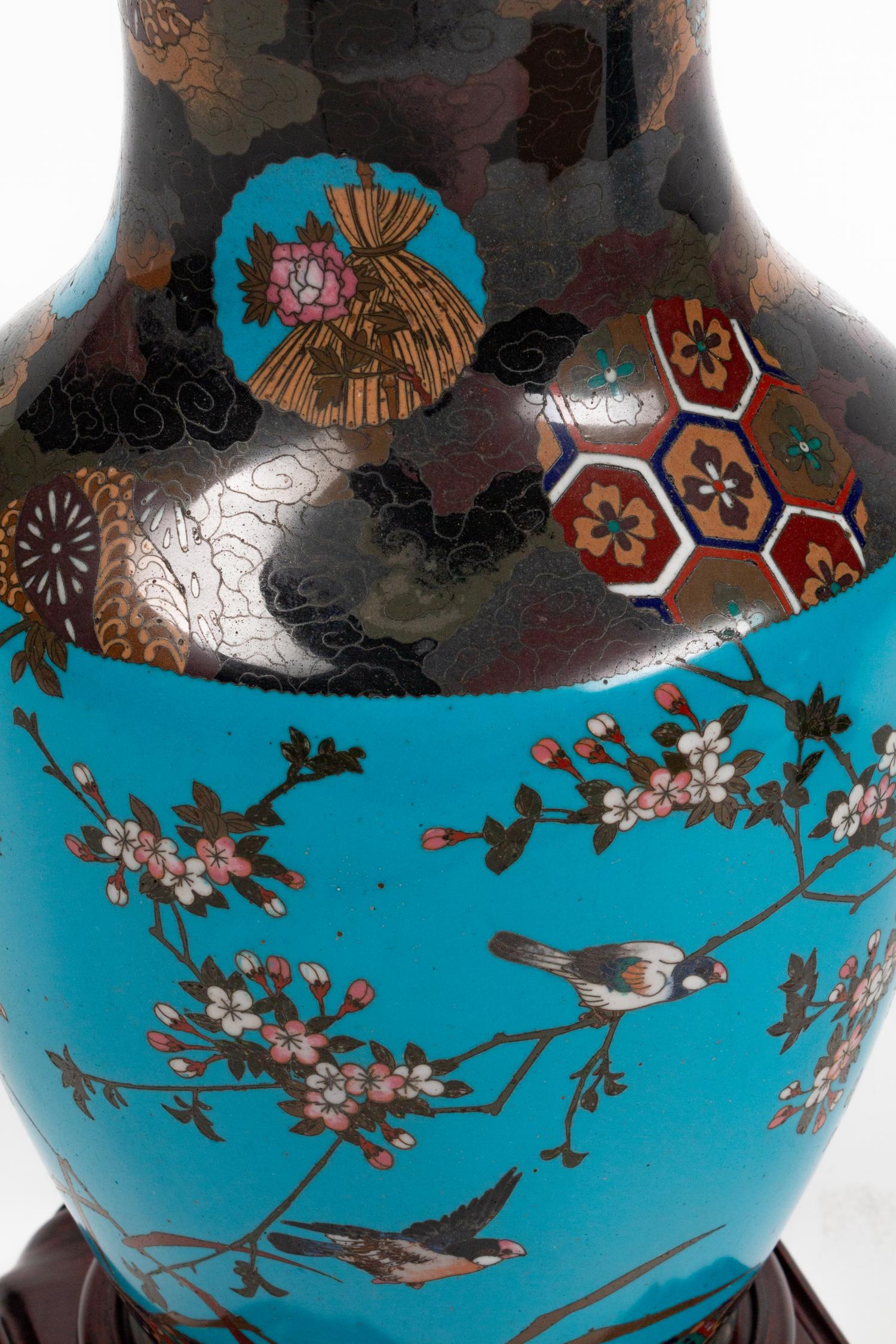 A Pair of Japanese Cloisonne Vases — LATE 19TH CENTURY