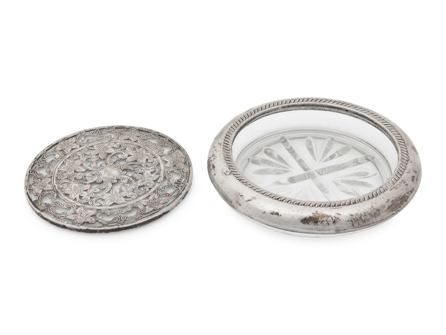 Twenty Glass and Silver Coasters