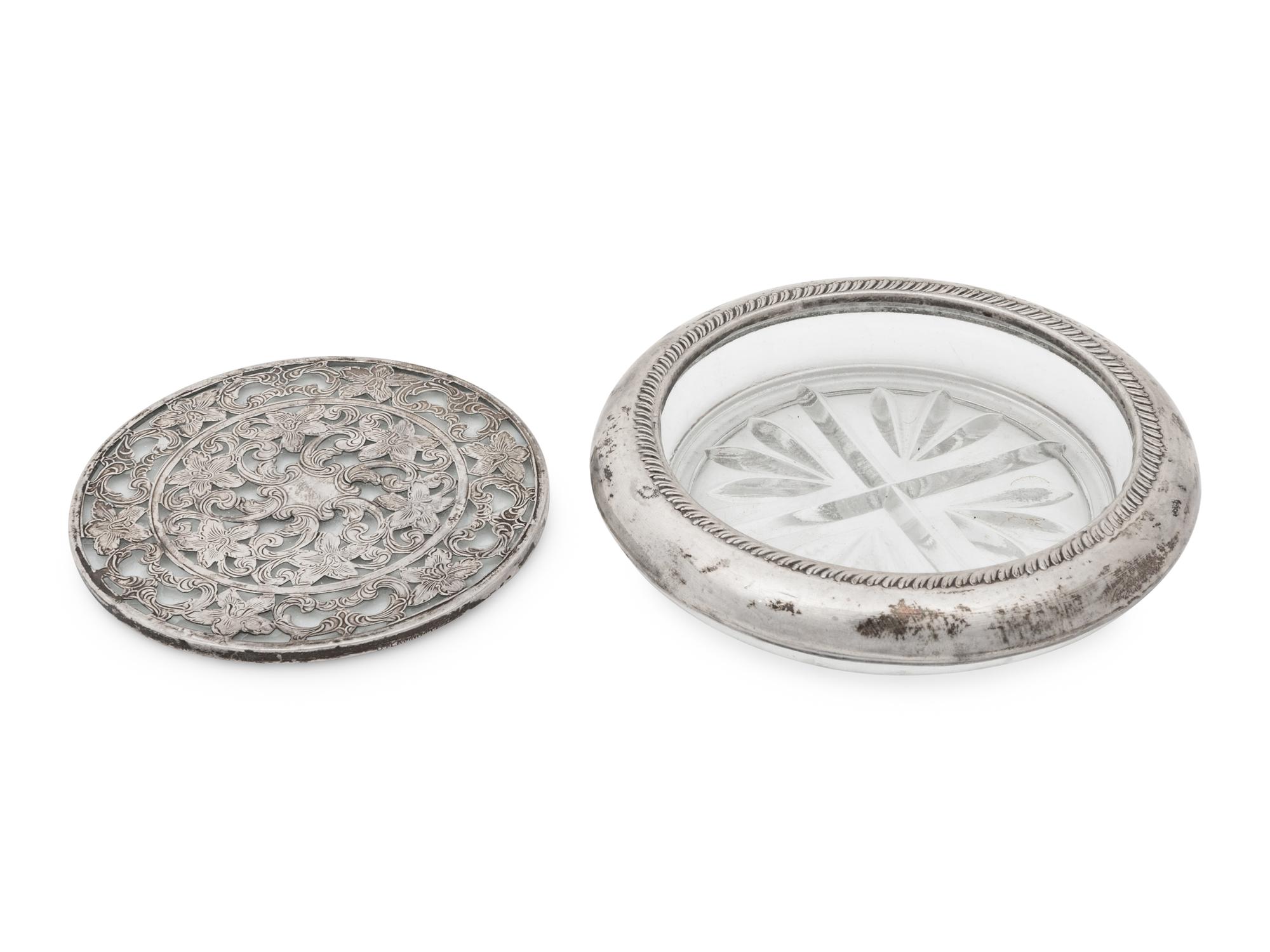 Twenty Glass and Silver Coasters