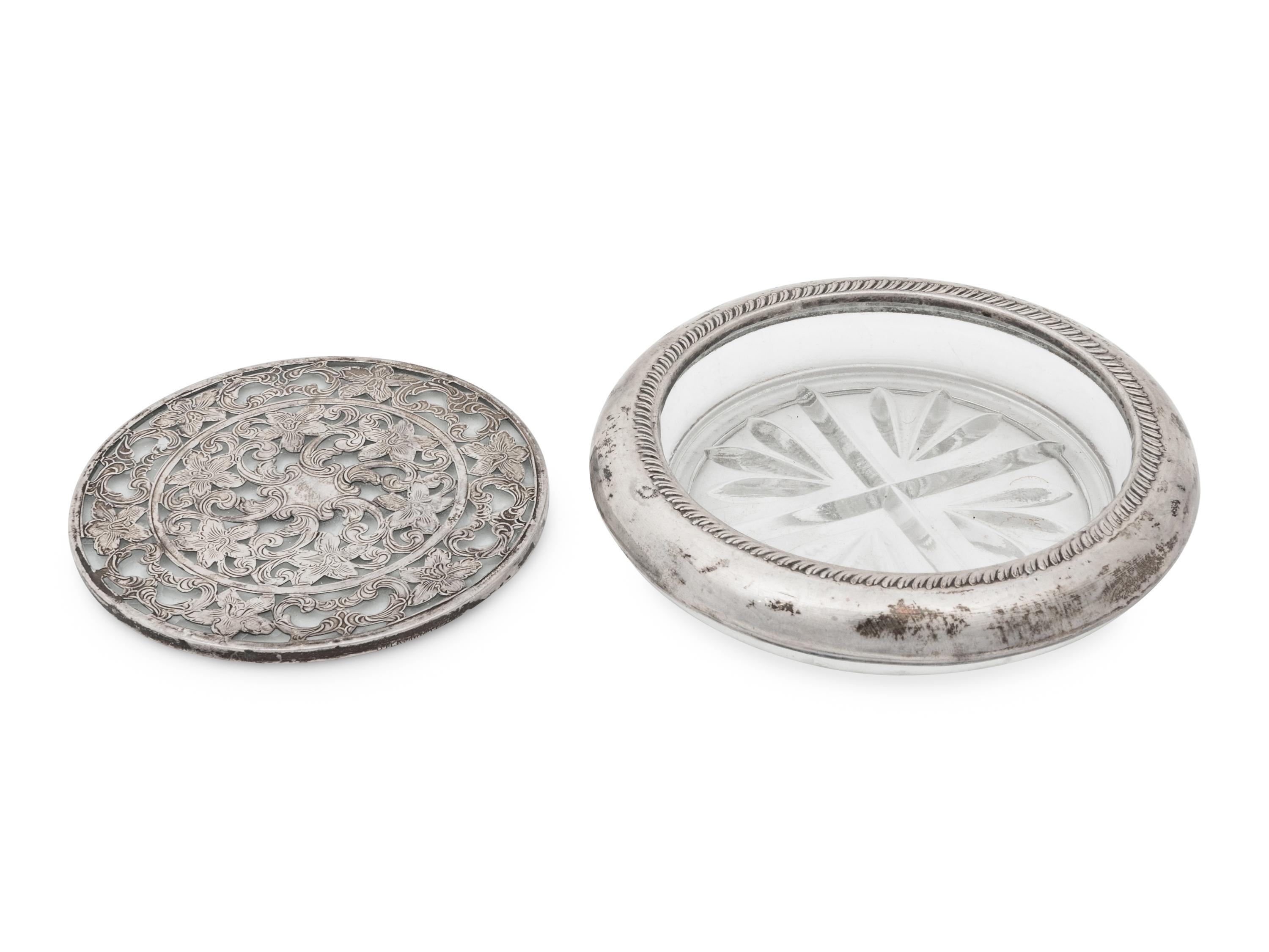 Twenty Glass and Silver Coasters