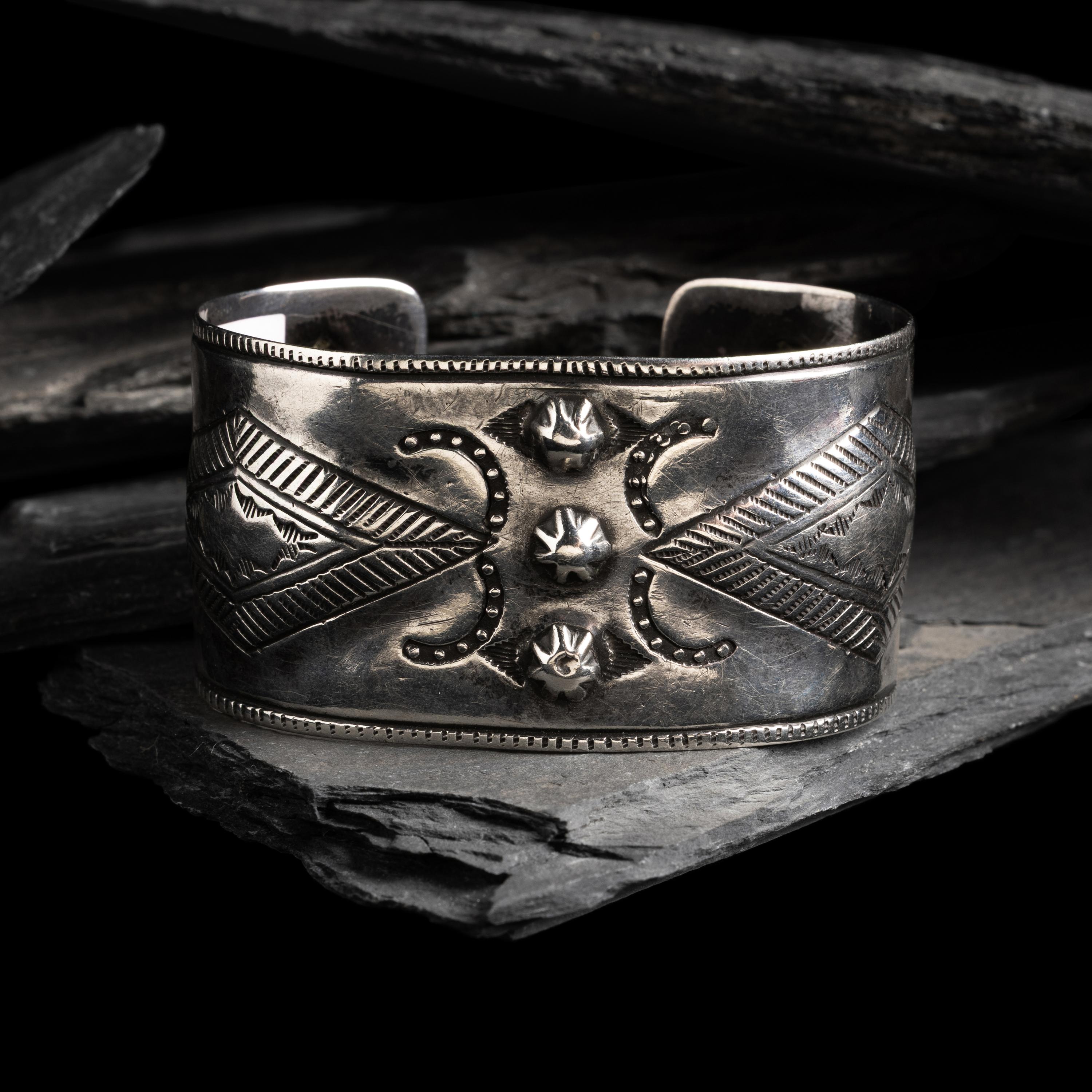 Early Navajo Stamped Ingot Cuff Bracelet
