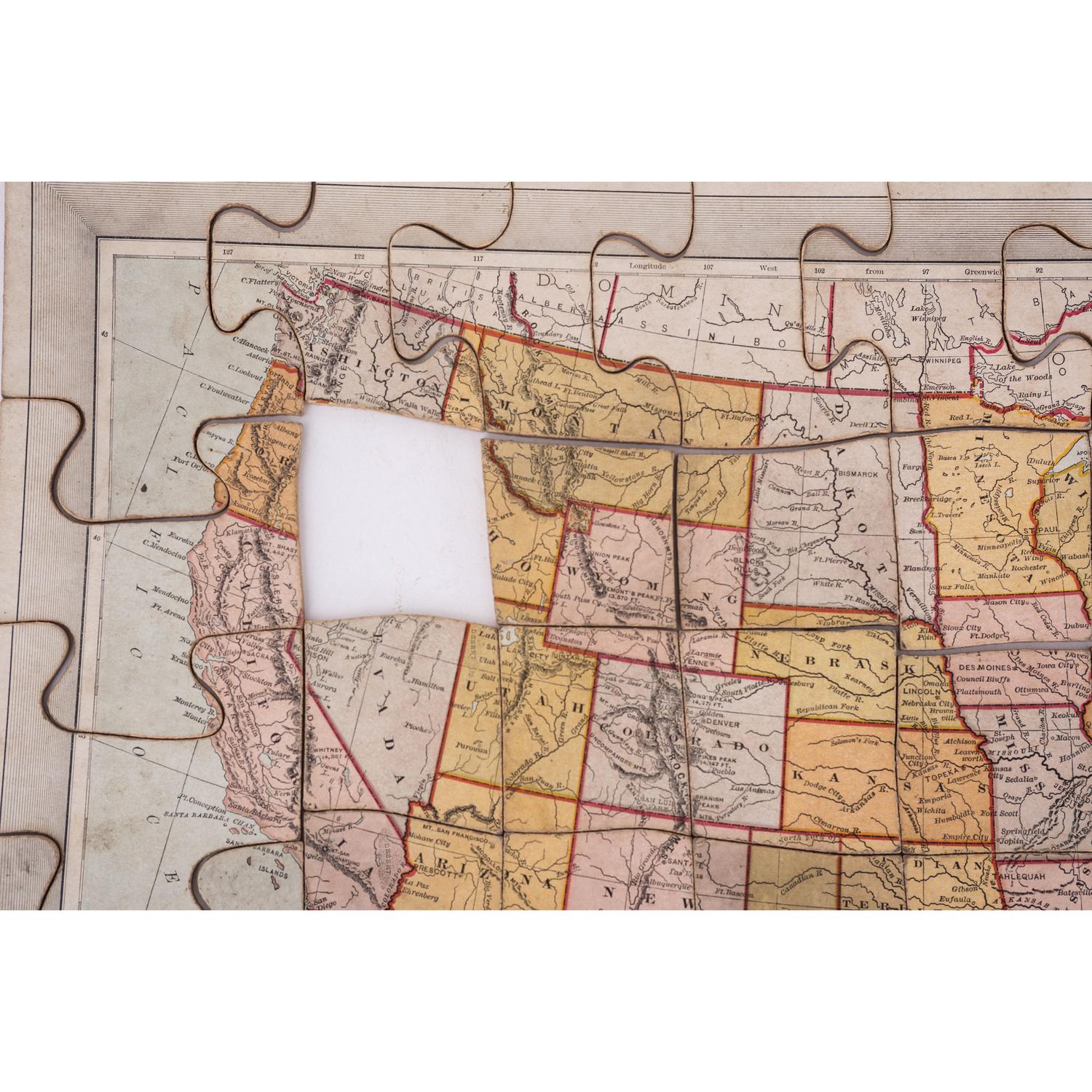 A New Dissected Map of the United States and a Box of Picture Cubes