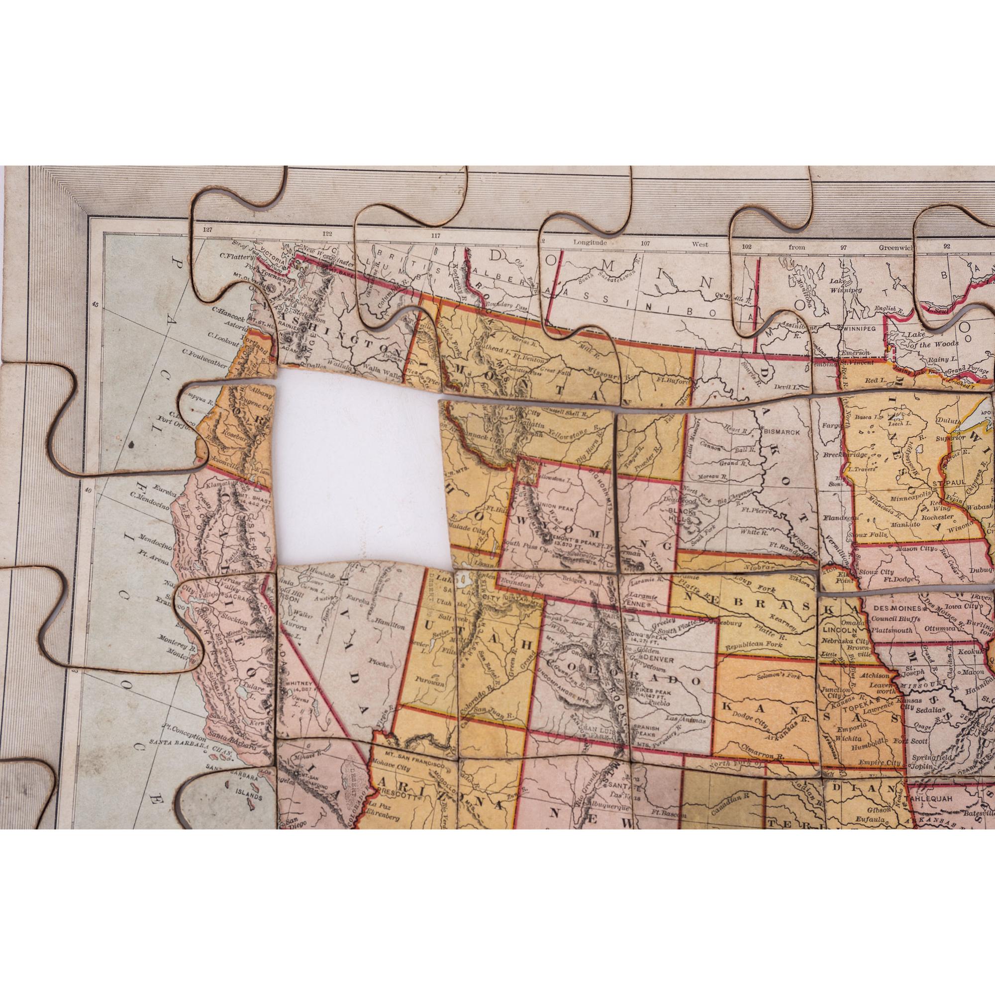 A New Dissected Map of the United States and a Box of Picture Cubes