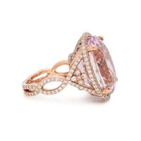 KUNZITE AND DIAMOND RING